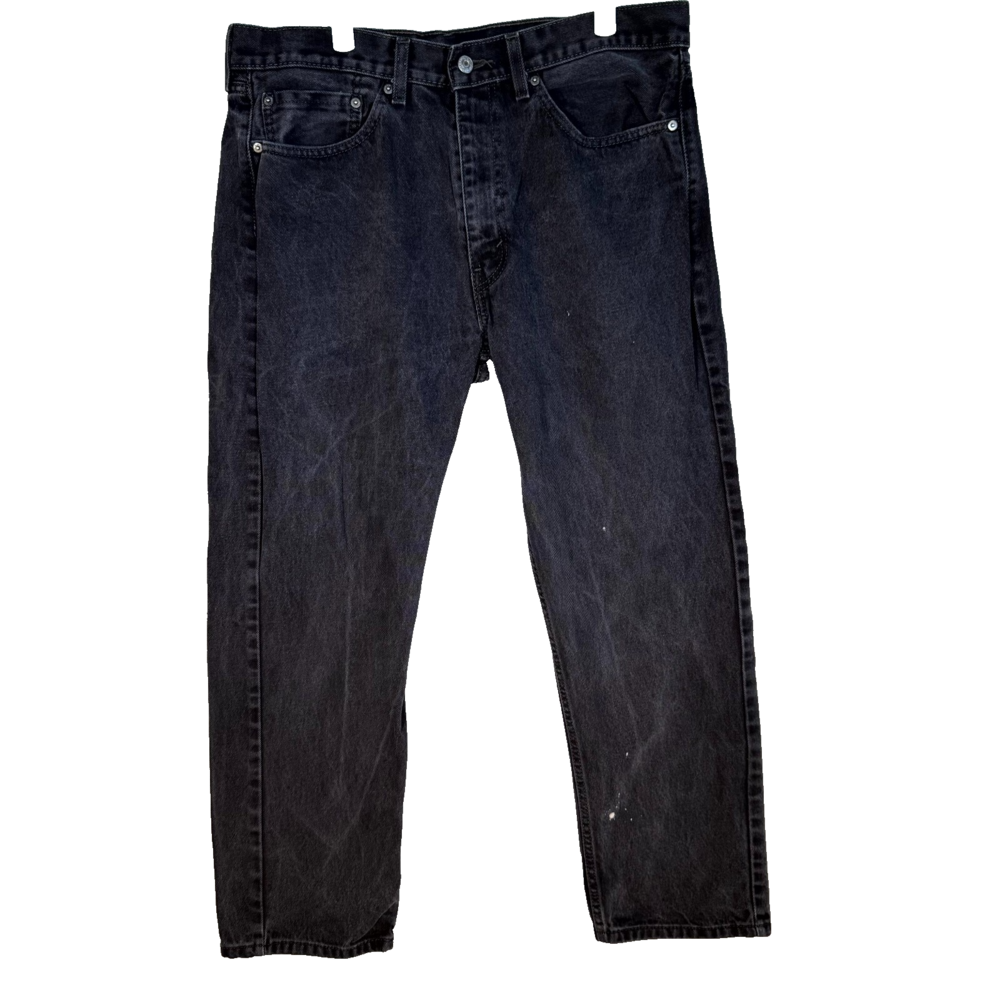 Levis 505 Jeans Mens 36x29 Black Denim Regular Fit Straight Leg Dark Wash